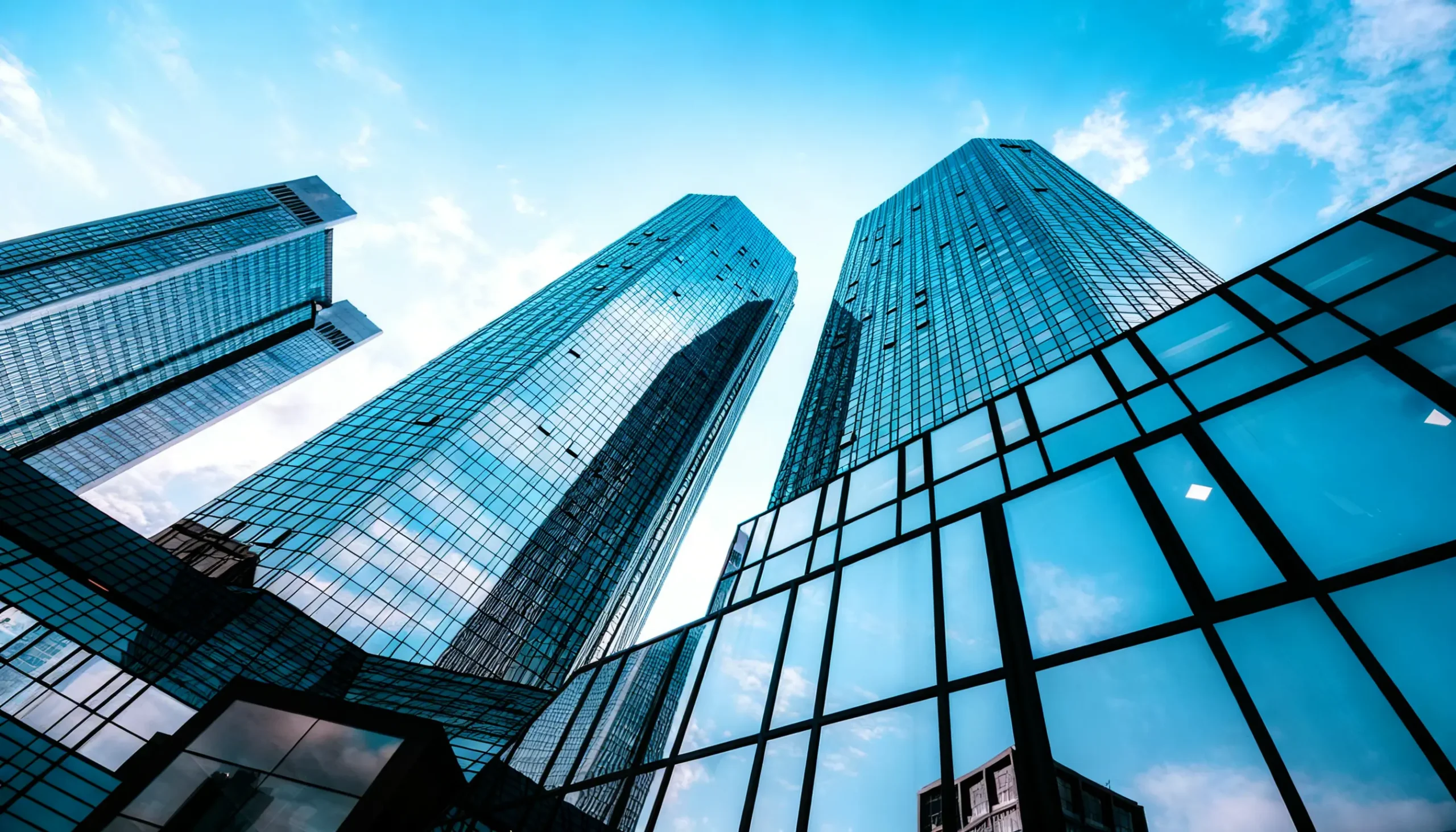 Wide cinematic engineering project with geometric steel structures at twilight